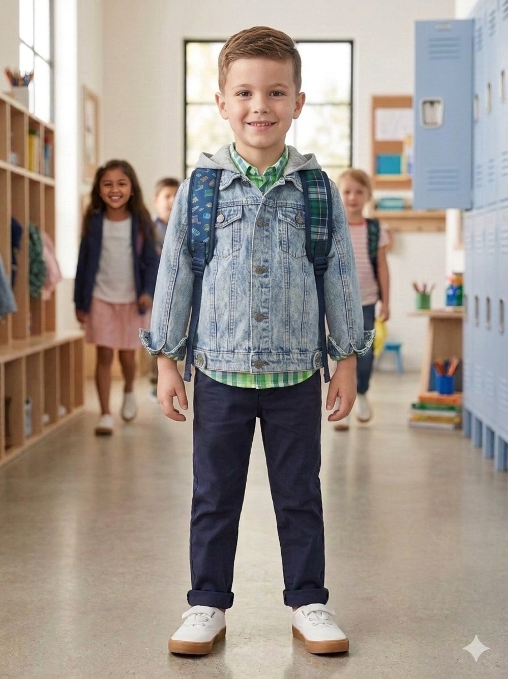 Boys Preppy Back to School Outfit Bundle 4-6 YRS 4pc Denim Jacket Chinos